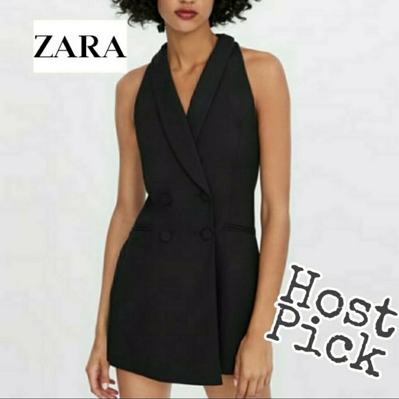Zara Pants - HP🥳NEW ZARA Buttoned Blazer Jumpsuit Black Size S